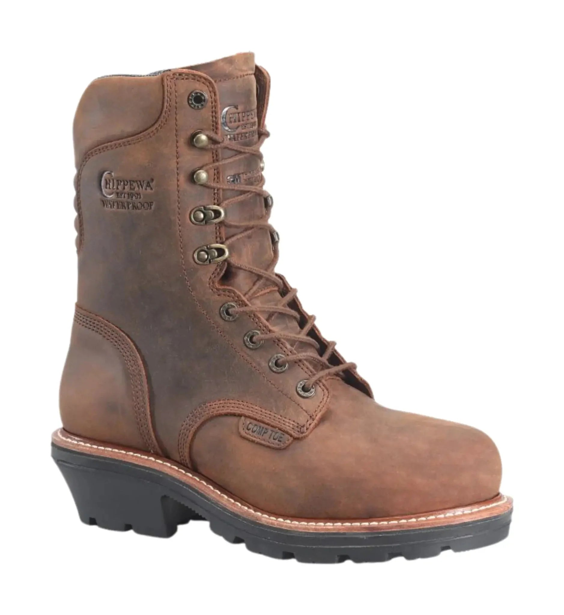 Chippewa Men's Thunderstruck 9 Inch Waterproof Insulated Composite Toe Logger Work Boots - Brown by Lenny's Shoe & Apparel