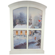 Lighted Winter Window Wall Hanging - Snowy Village Church