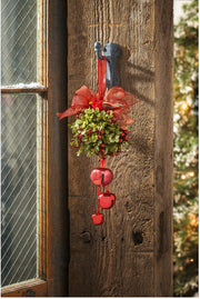 Cardinal Jingle Bell Door Hanger - Kissing Ball - Red