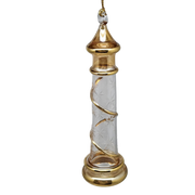 Glass Lighthouse Ornament With Gold Accent - Yellow