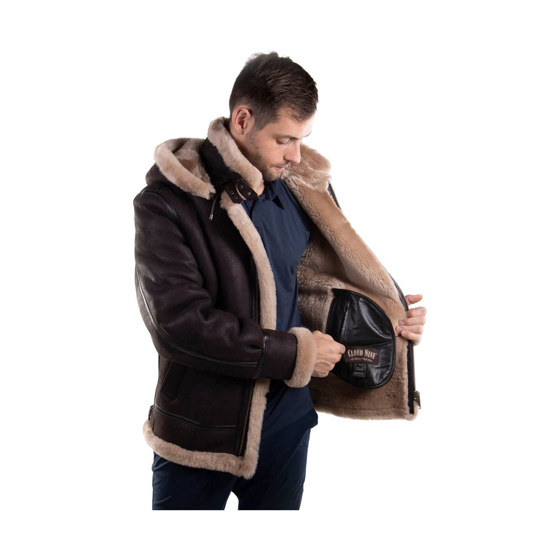 Cloud Nine Men's Sheepskin Bomber Jacket - Espresso by Lenny's Shoe & Apparel