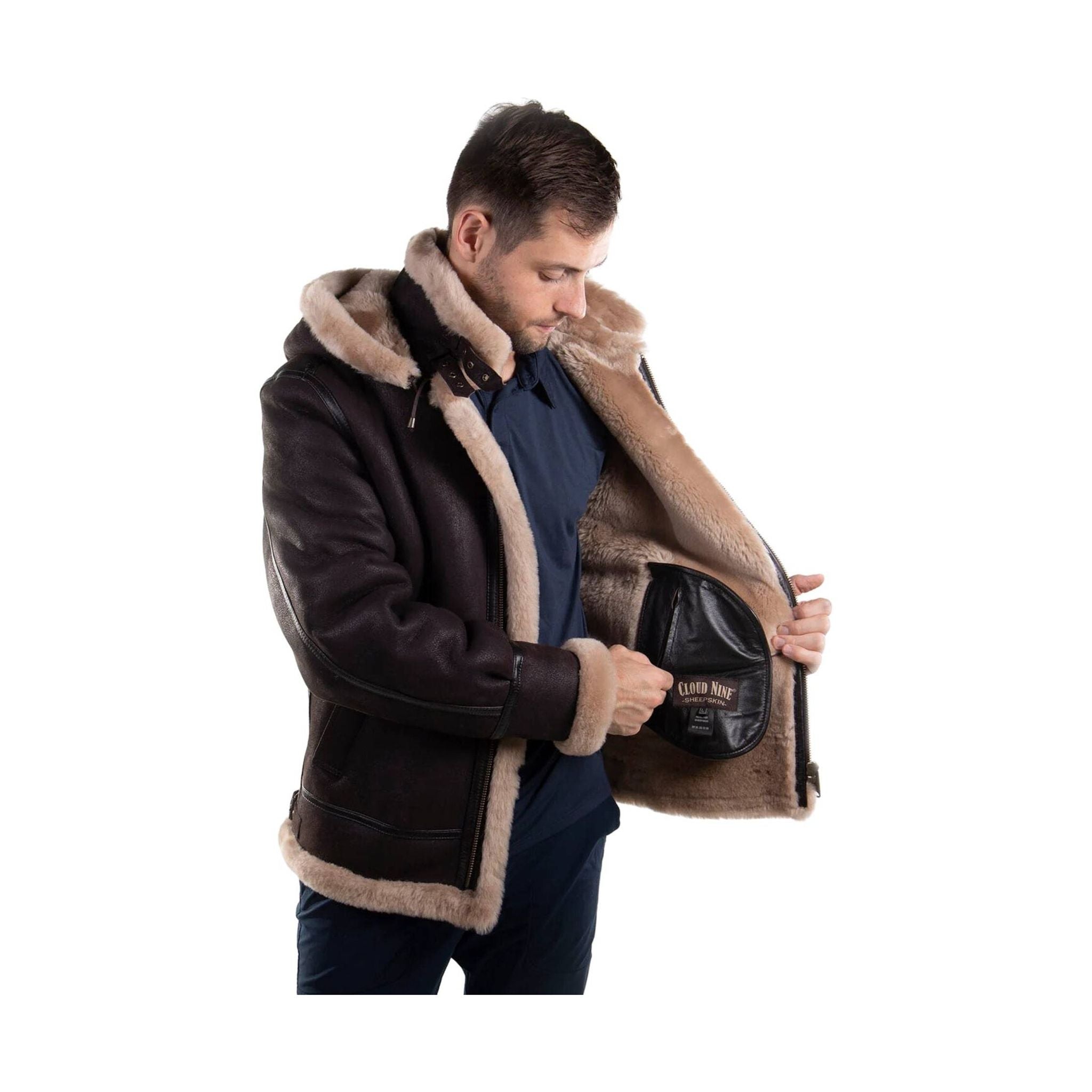 Cloud Nine Men's Sheepskin Bomber Jacket - Espresso by Lenny's Shoe & Apparel