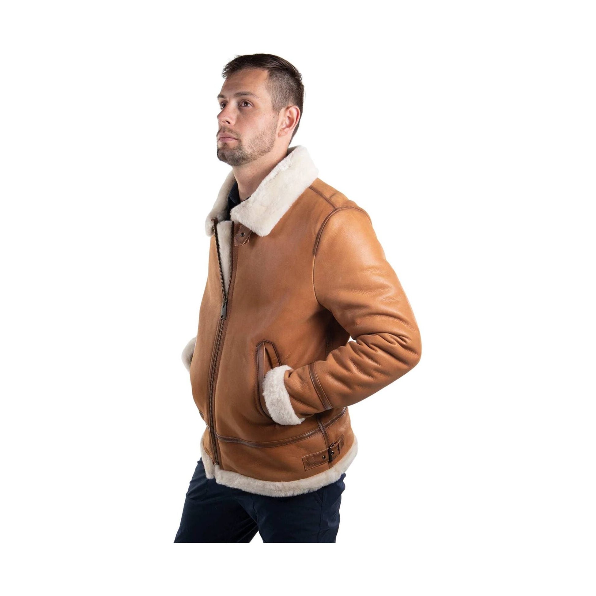 Cloud Nine Men's Sheepskin Western Bomber Coat - Chestnut by Lenny's Shoe & Apparel