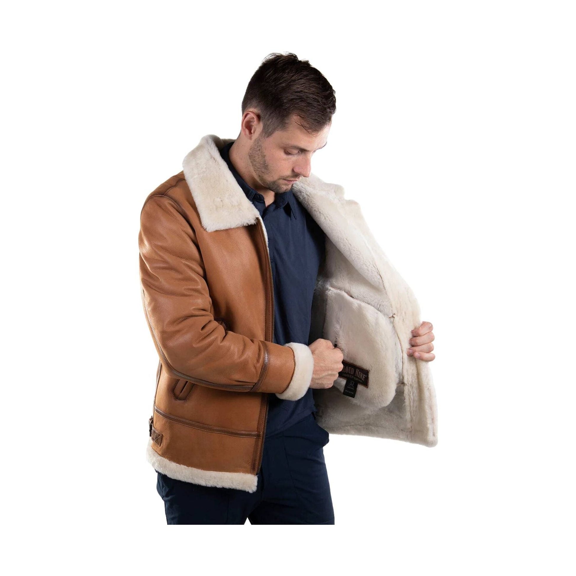 Cloud Nine Men's Sheepskin Western Bomber Coat - Chestnut by Lenny's Shoe & Apparel
