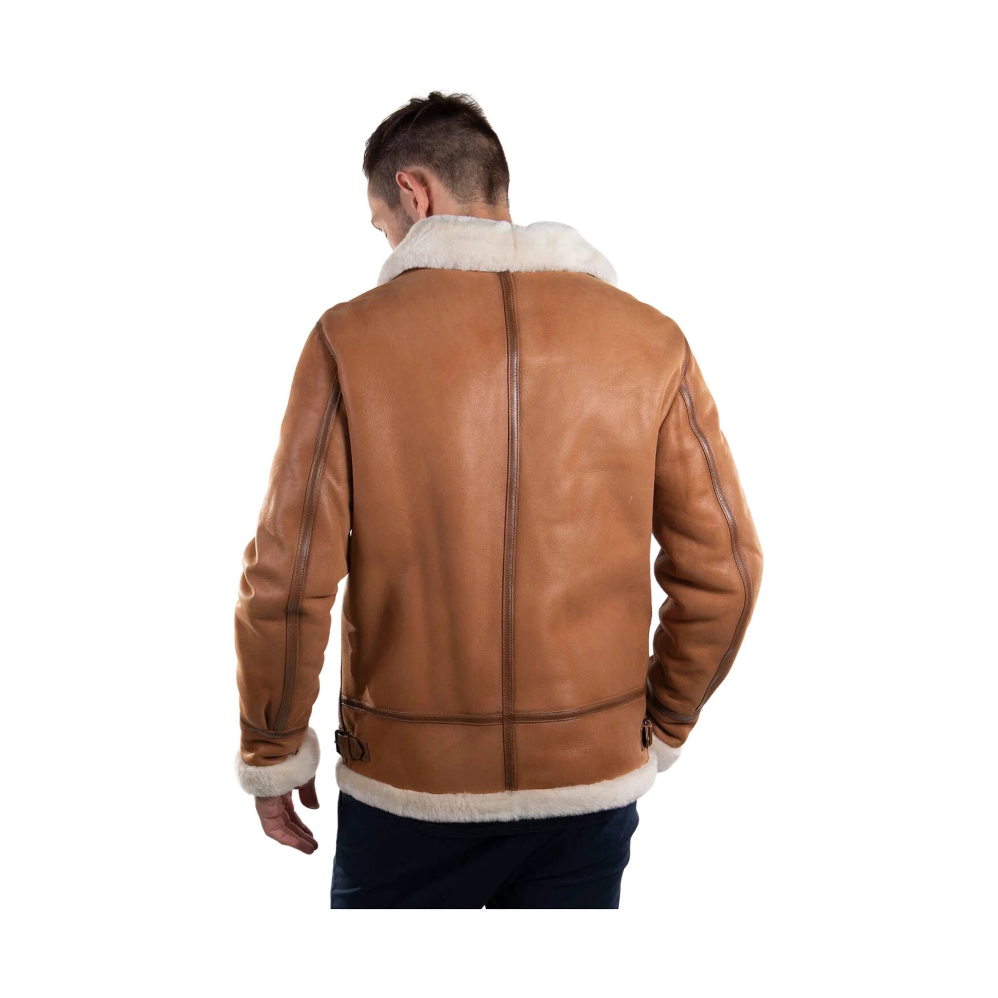 Cloud Nine Men's Sheepskin Western Bomber Coat - Chestnut by Lenny's Shoe & Apparel