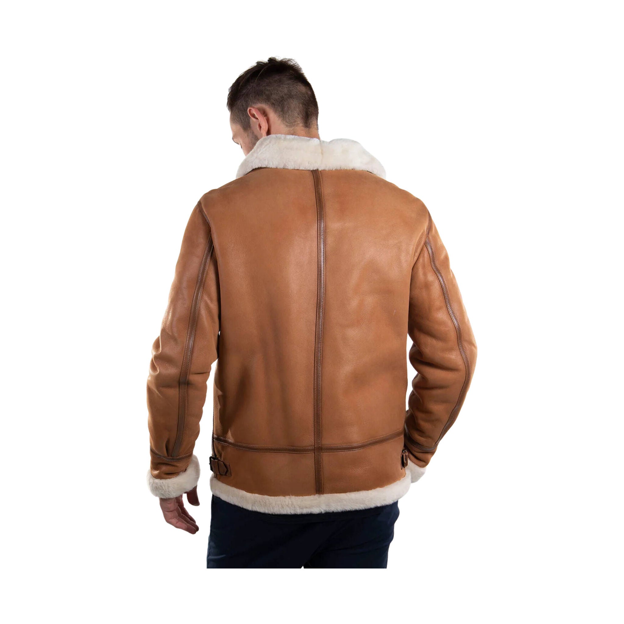 Cloud Nine Men's Sheepskin Western Bomber Coat - Chestnut by Lenny's Shoe & Apparel