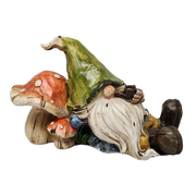 Resting Garden Gnome - 8 Inch - Mushroom