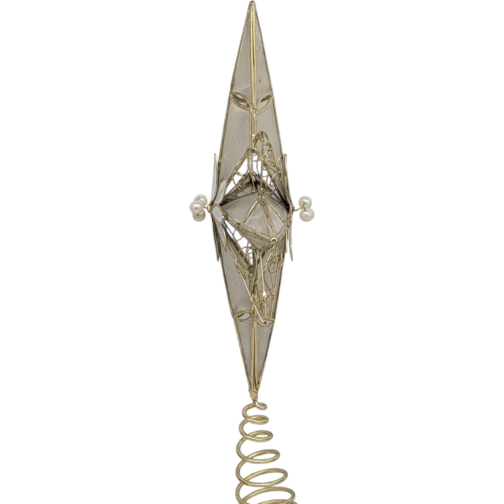 Gold Capiz 8-Point Star Tree Topper - 12 Inch