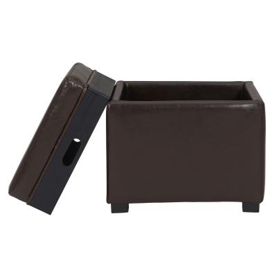 Cameron Leather Storage Ottoman Brown Leather Black Legs & Tray by Homeportonline