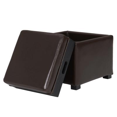Cameron Leather Storage Ottoman Brown Leather Black Legs & Tray by Homeportonline