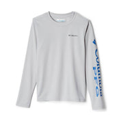 Columbia Kids' PFG Terminal Tackle Long Sleeve Tee - Cool Grey/Vivid Blue by Lenny's Shoe & Apparel