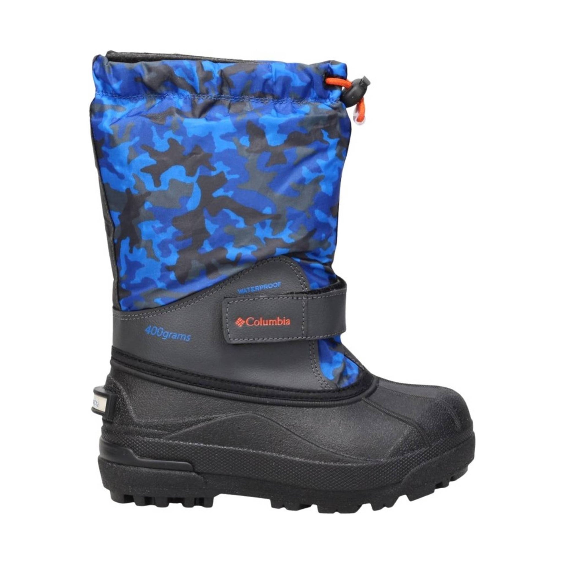 Columbia Kids' Powderbug Forty Print Winter Boots - Blue/Orange by Lenny's Shoe & Apparel