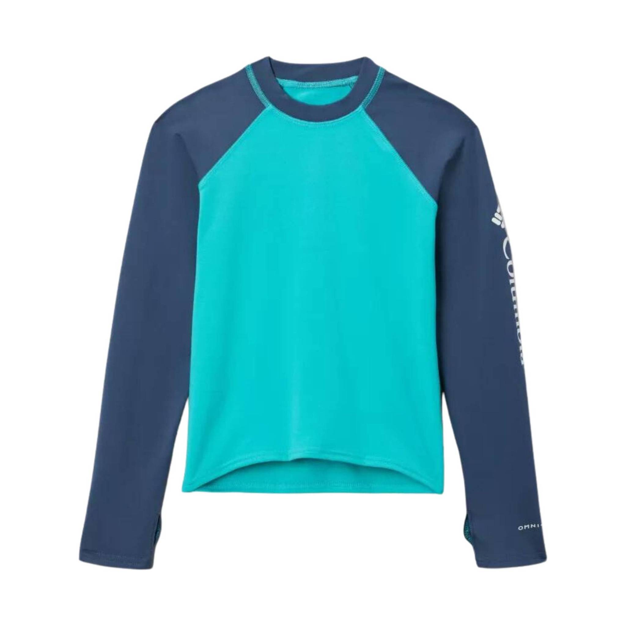 Columbia Kids' Sandy Shores Long Sleeve Sunguard Shirt - Bright Aqua/Dark Mountain by Lenny's Shoe & Apparel
