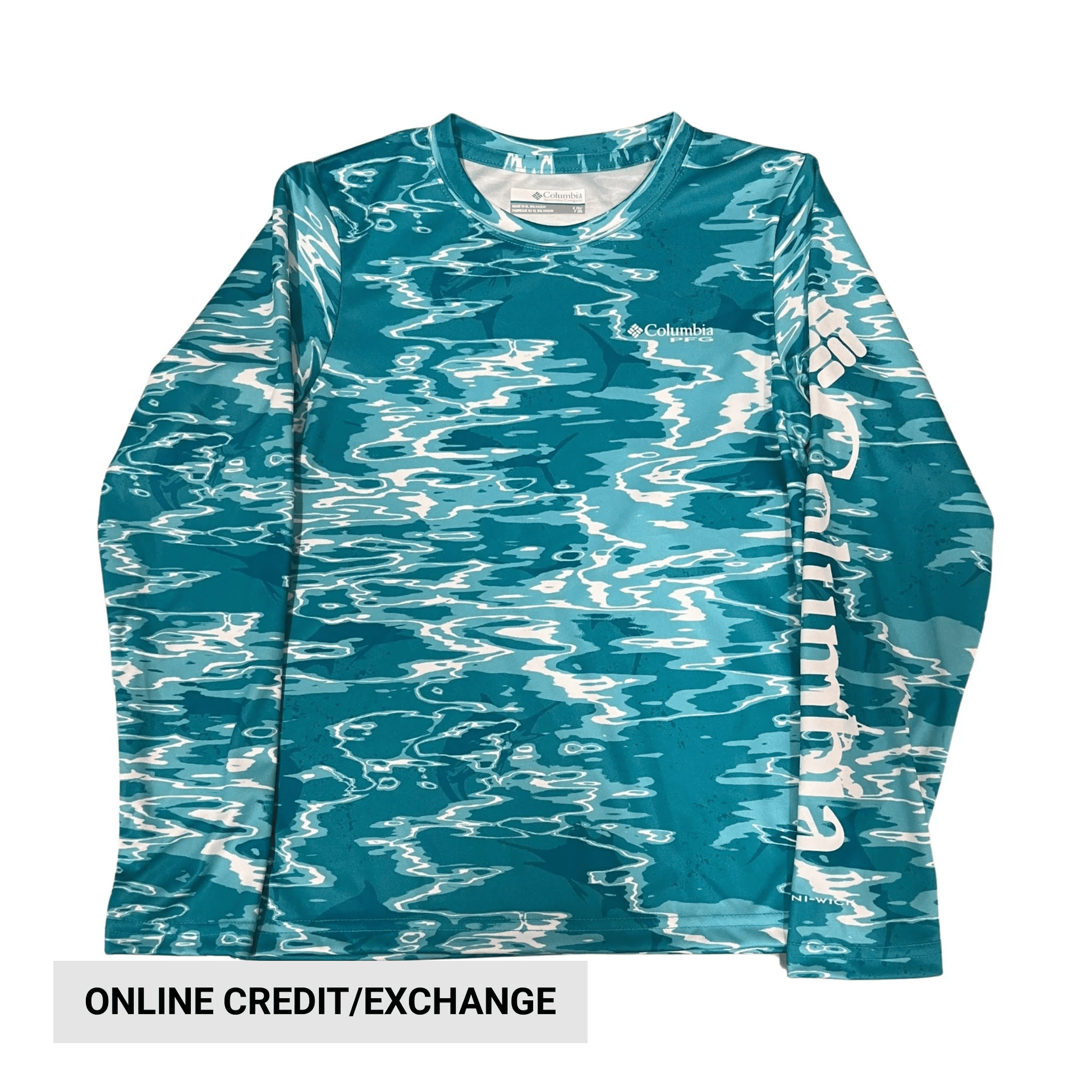 Columbia Kids' Super Terminal Tackle Long Sleeve Shirt - Ocean Teal Ripples by Lenny's Shoe & Apparel