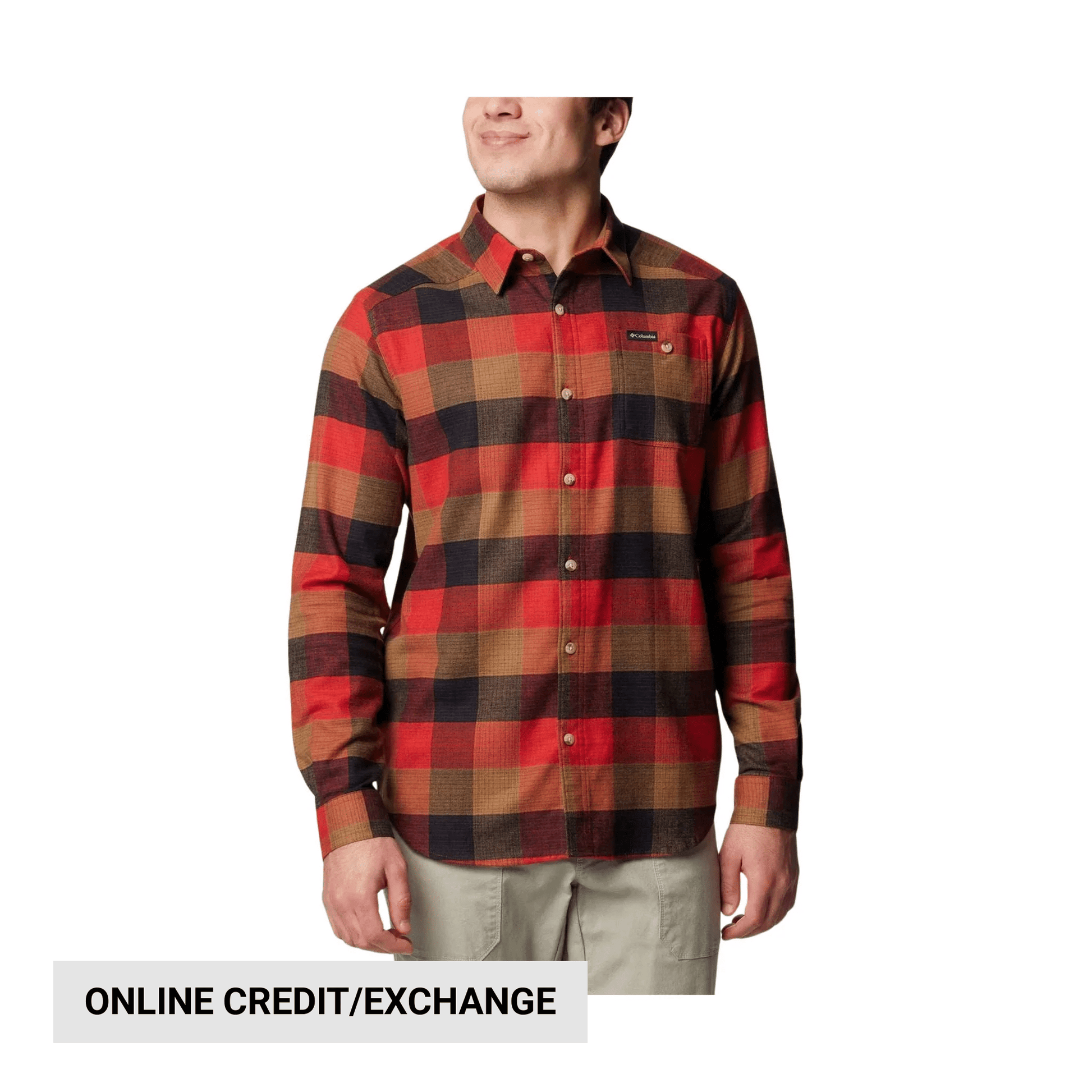 Columbia Men's Cornell Woods Flannel Long Sleeve Shirt - Snail Red Ombre by Lenny's Shoe & Apparel