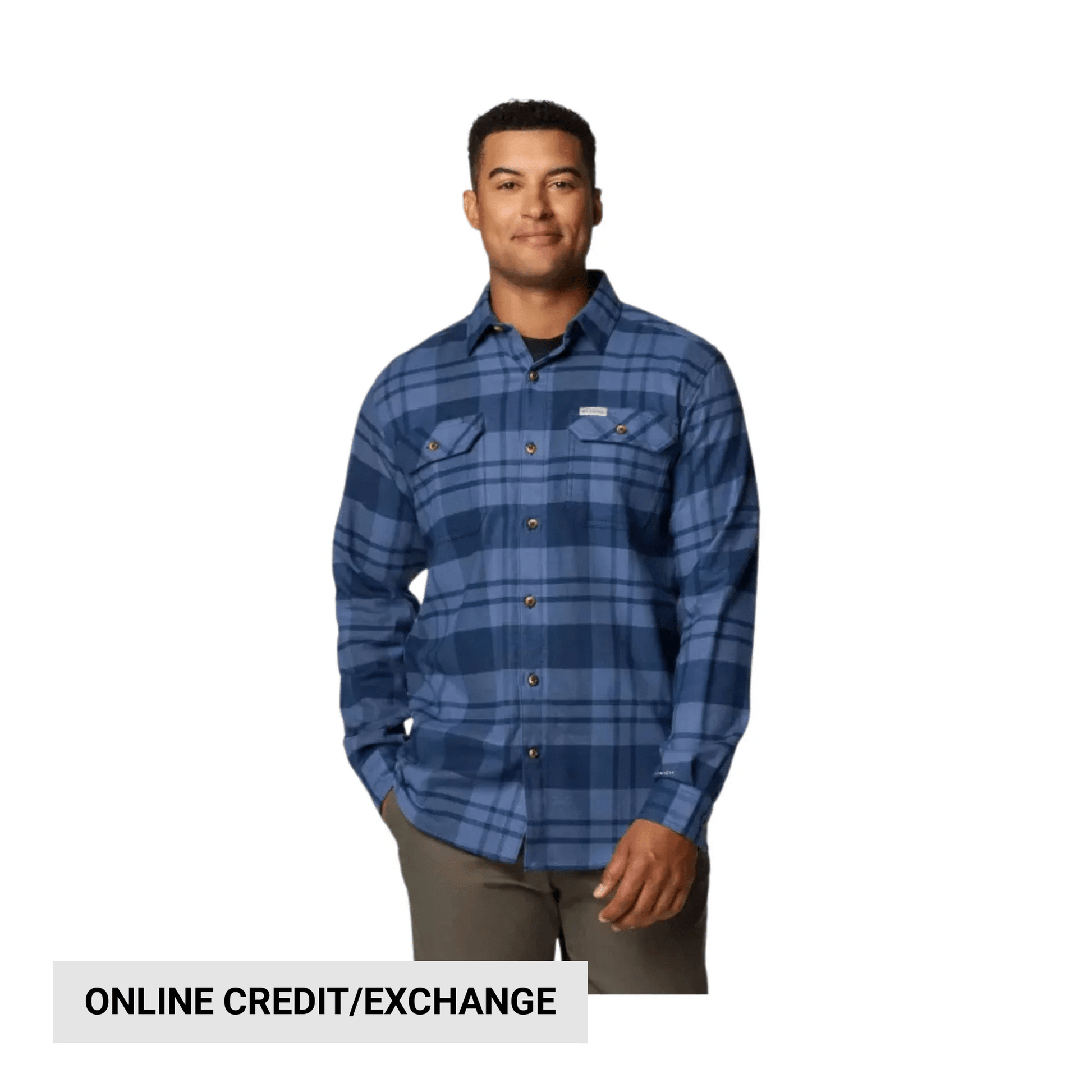Columbia Men's Flare Gun Stretch Flannel Shirt - Collegiate Navy River Crossing Plaid by Lenny's Shoe & Apparel