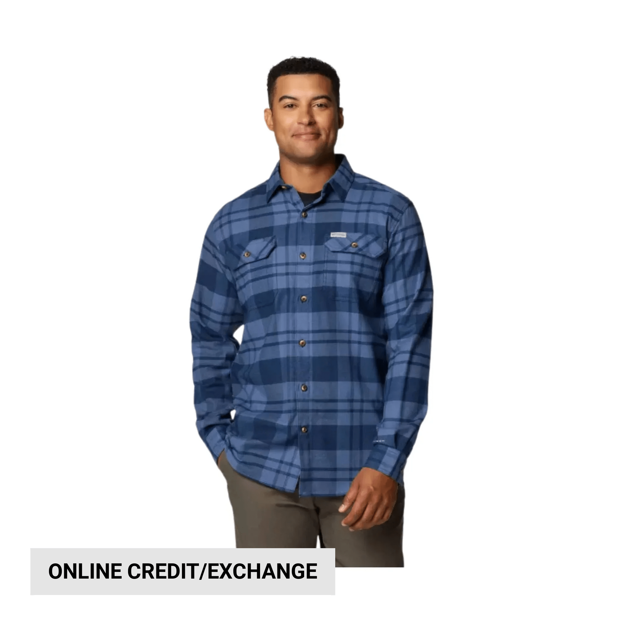 Columbia Men's Flare Gun Stretch Flannel Shirt - Collegiate Navy River Crossing Plaid by Lenny's Shoe & Apparel