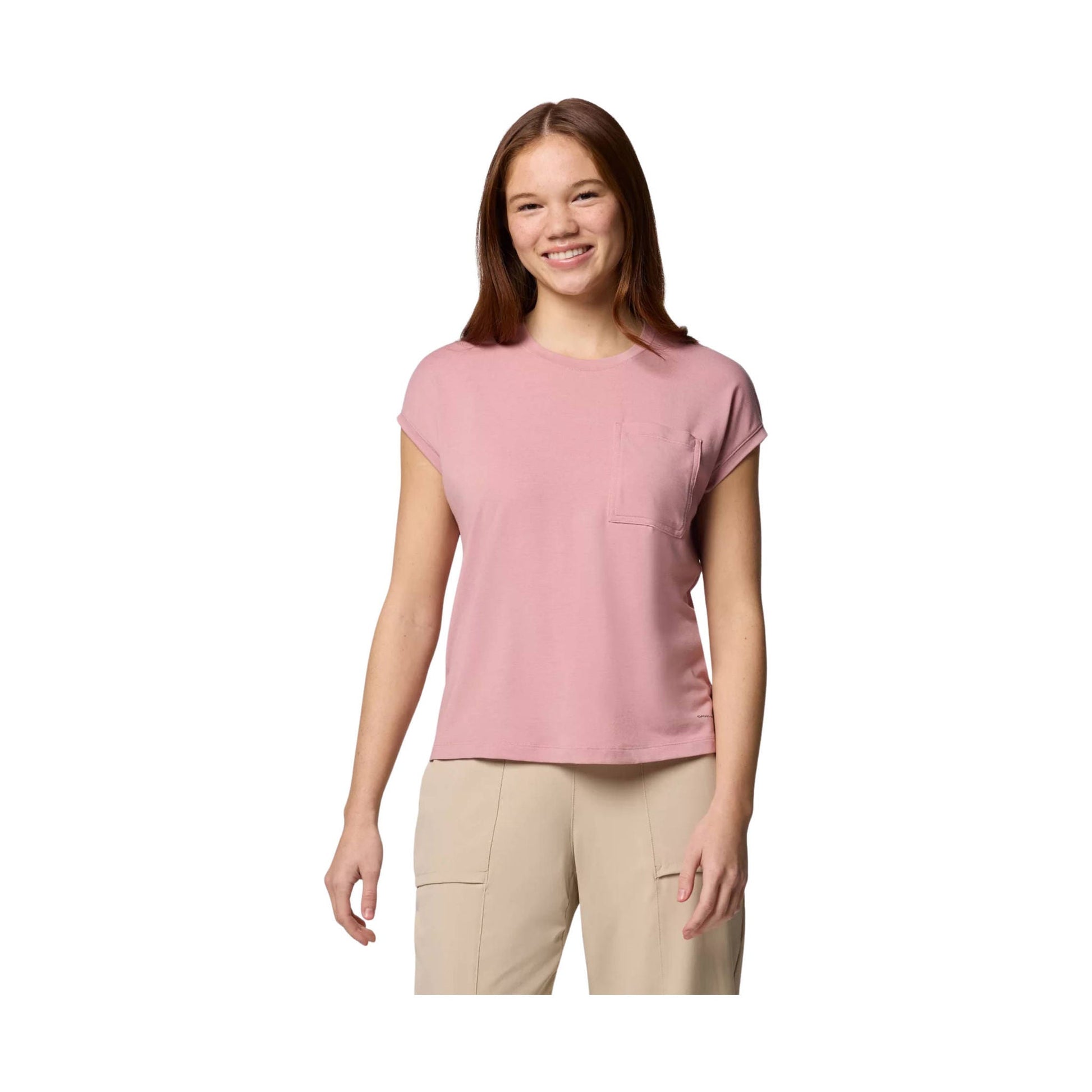 Columbia Women's Boundless Trek Short Sleeve Tee - Eraser Pink by Lenny's Shoe & Apparel