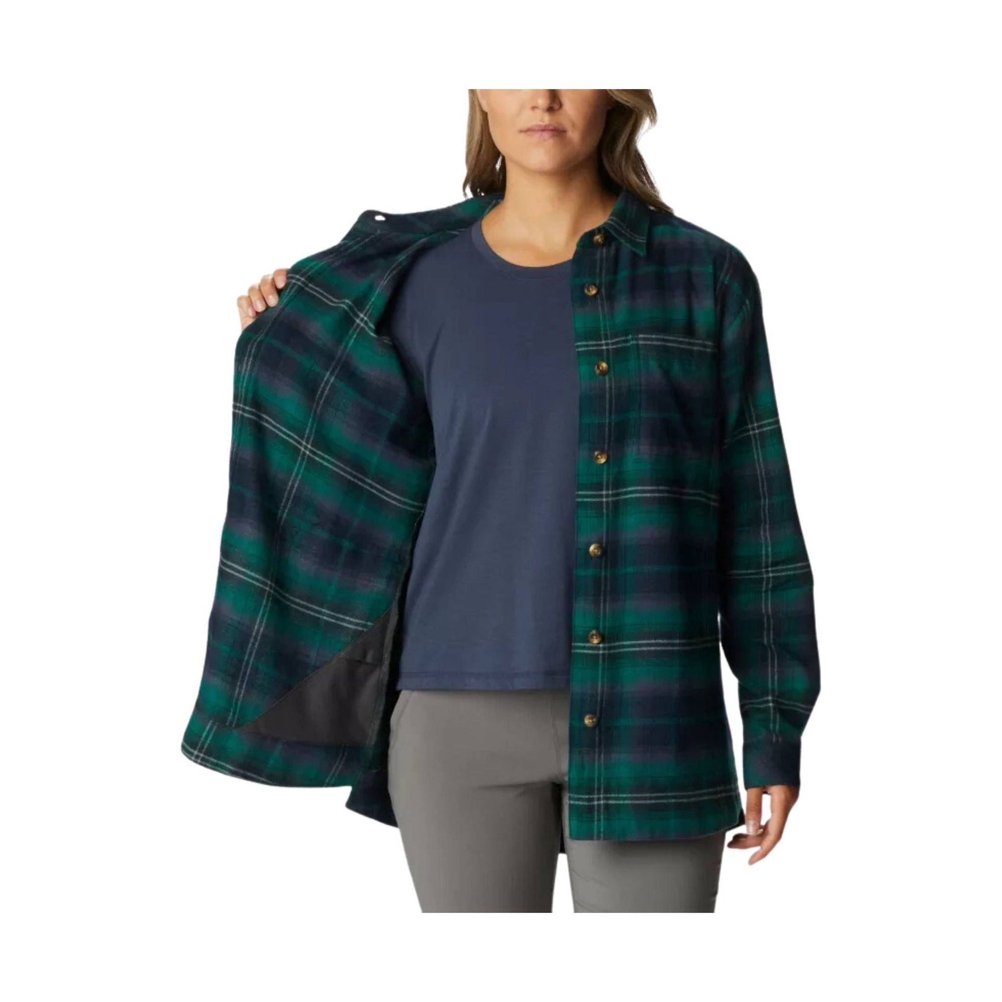 Columbia Women's Holly Hideaway Flannel Shirt - Spruce Multi by Lenny's Shoe & Apparel