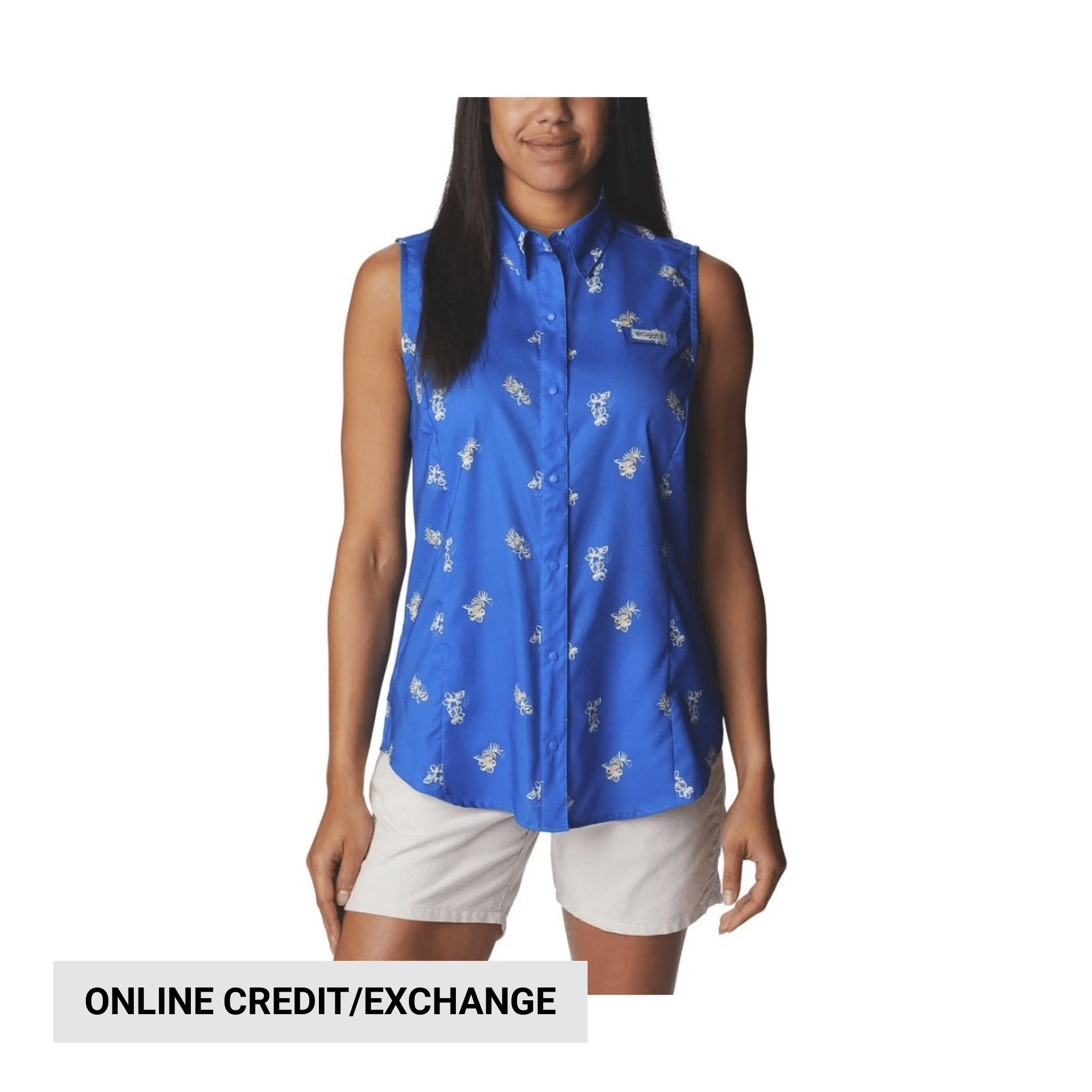 Columbia Women's Super Tamiami Sleeveless Shirt - Blue Macaw Bouquet Foray by Lenny's Shoe & Apparel