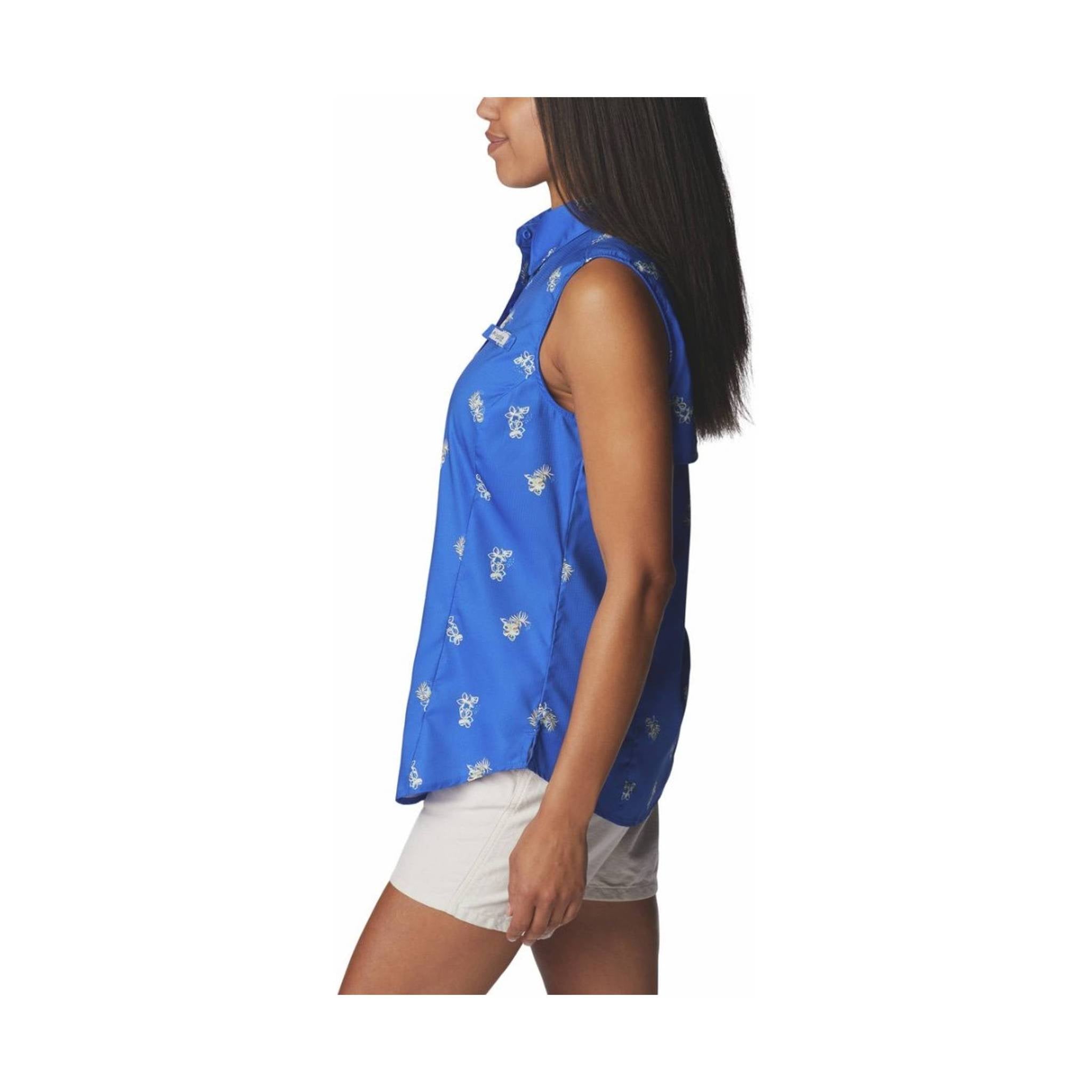 Columbia Women's Super Tamiami Sleeveless Shirt - Blue Macaw Bouquet Foray by Lenny's Shoe & Apparel