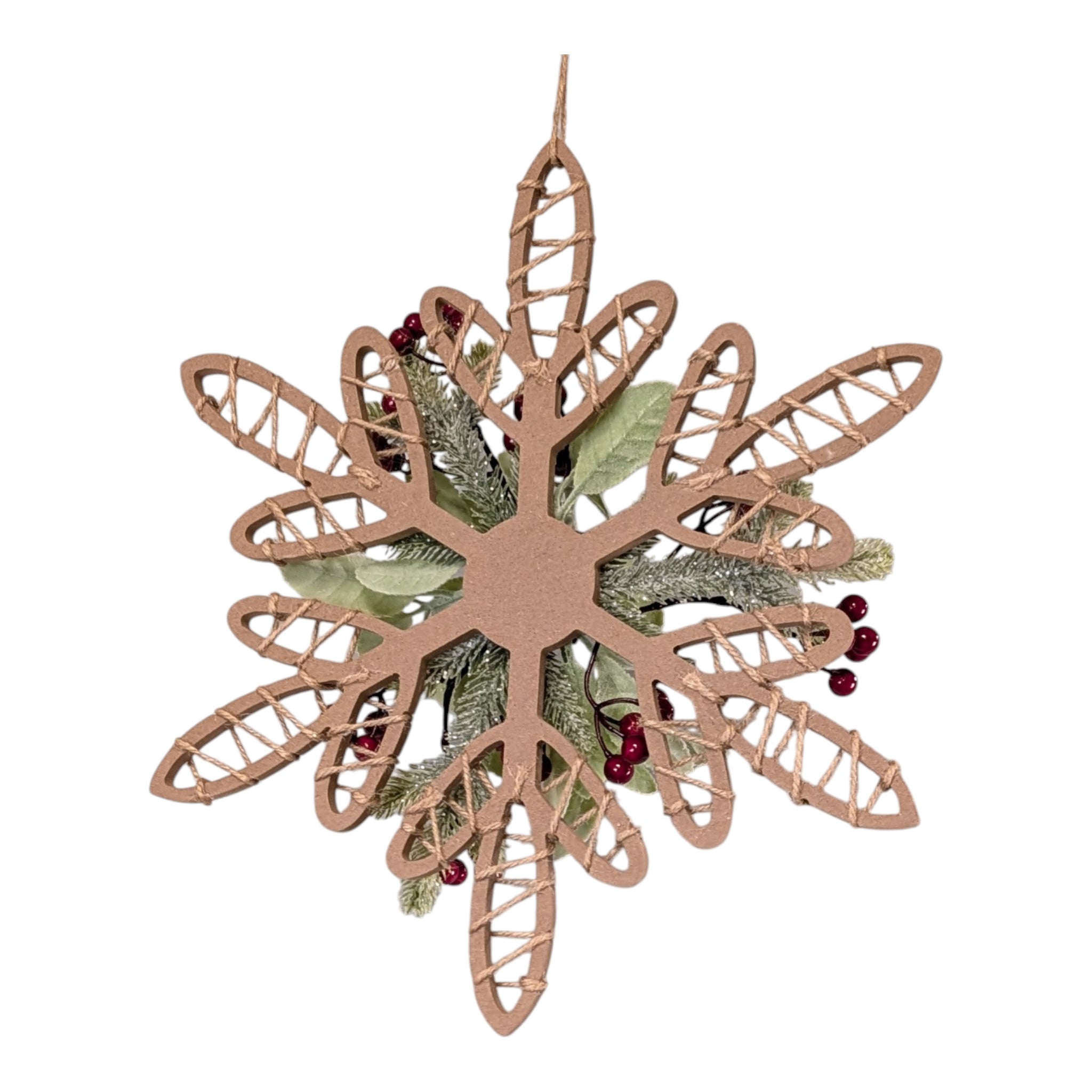 Botanical Snowflake 16 Inch Wall Ornament - Natural