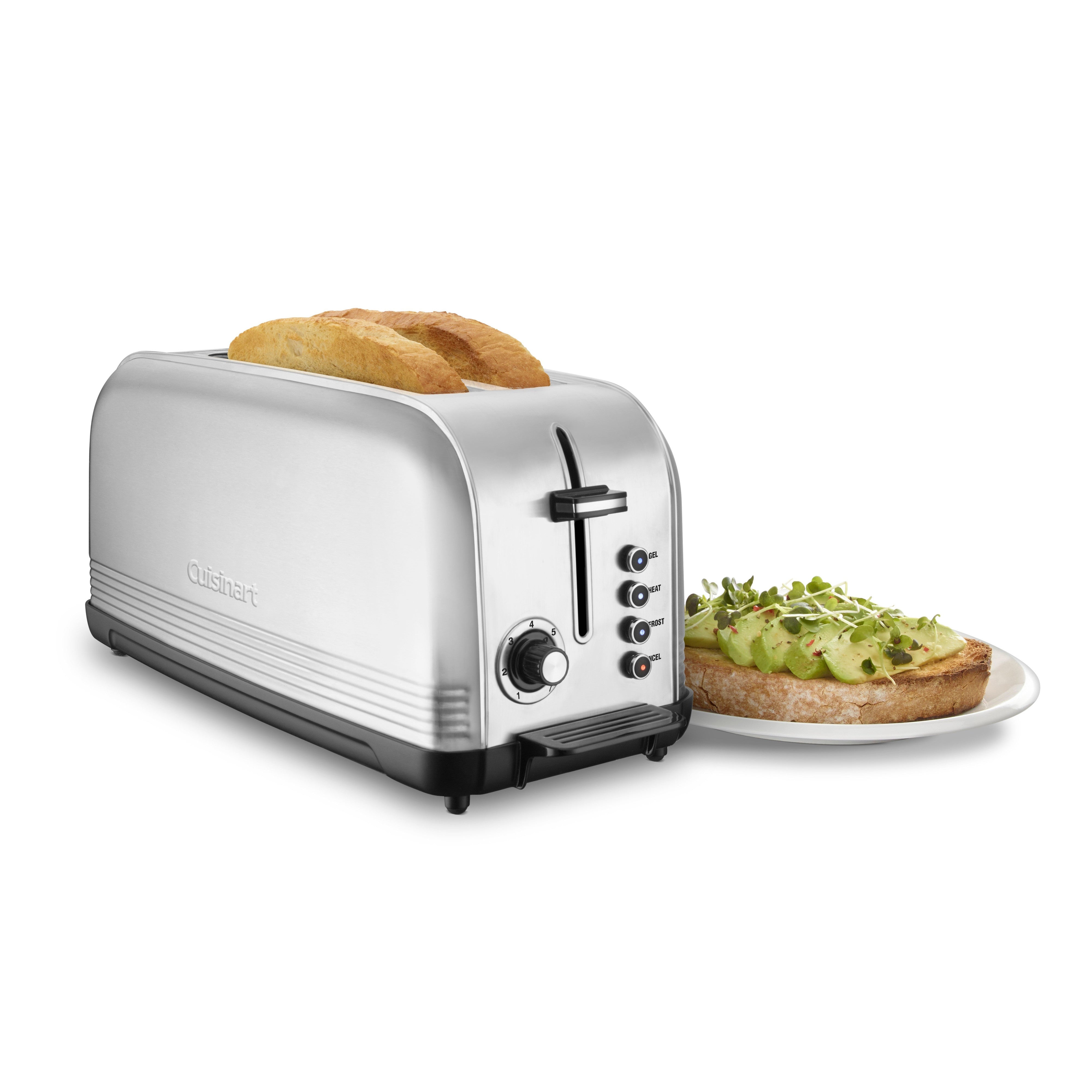 Electric Toaster - 1500watt 2-slice Self-Centering Long Slot Chrome by Homeportonline