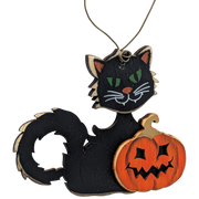 The Mischievous Black Cat Wooden Ornament