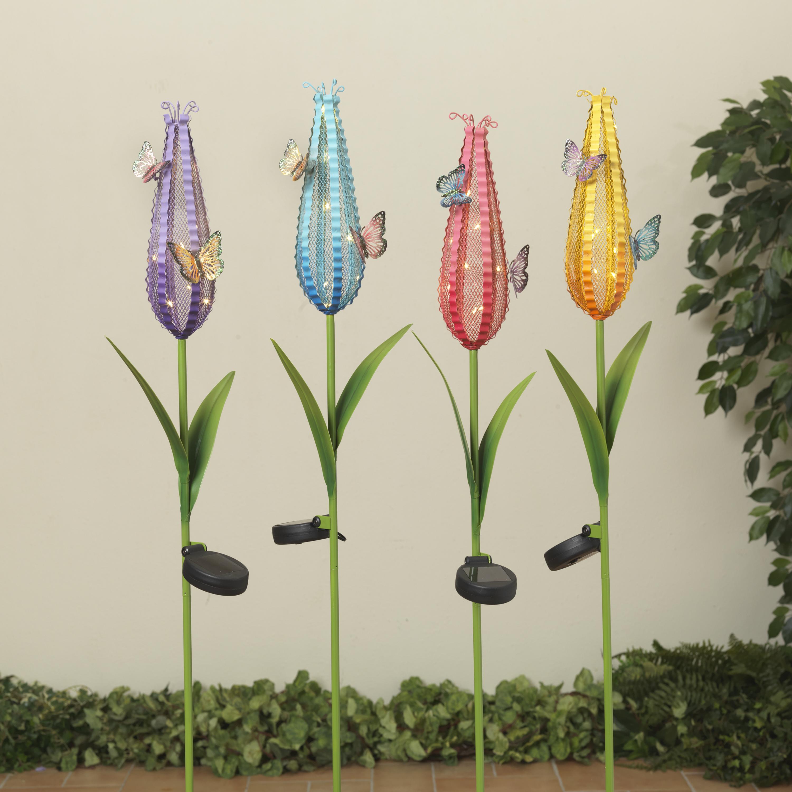 Butterfly Meadow Mesh Solar Flower Stake -