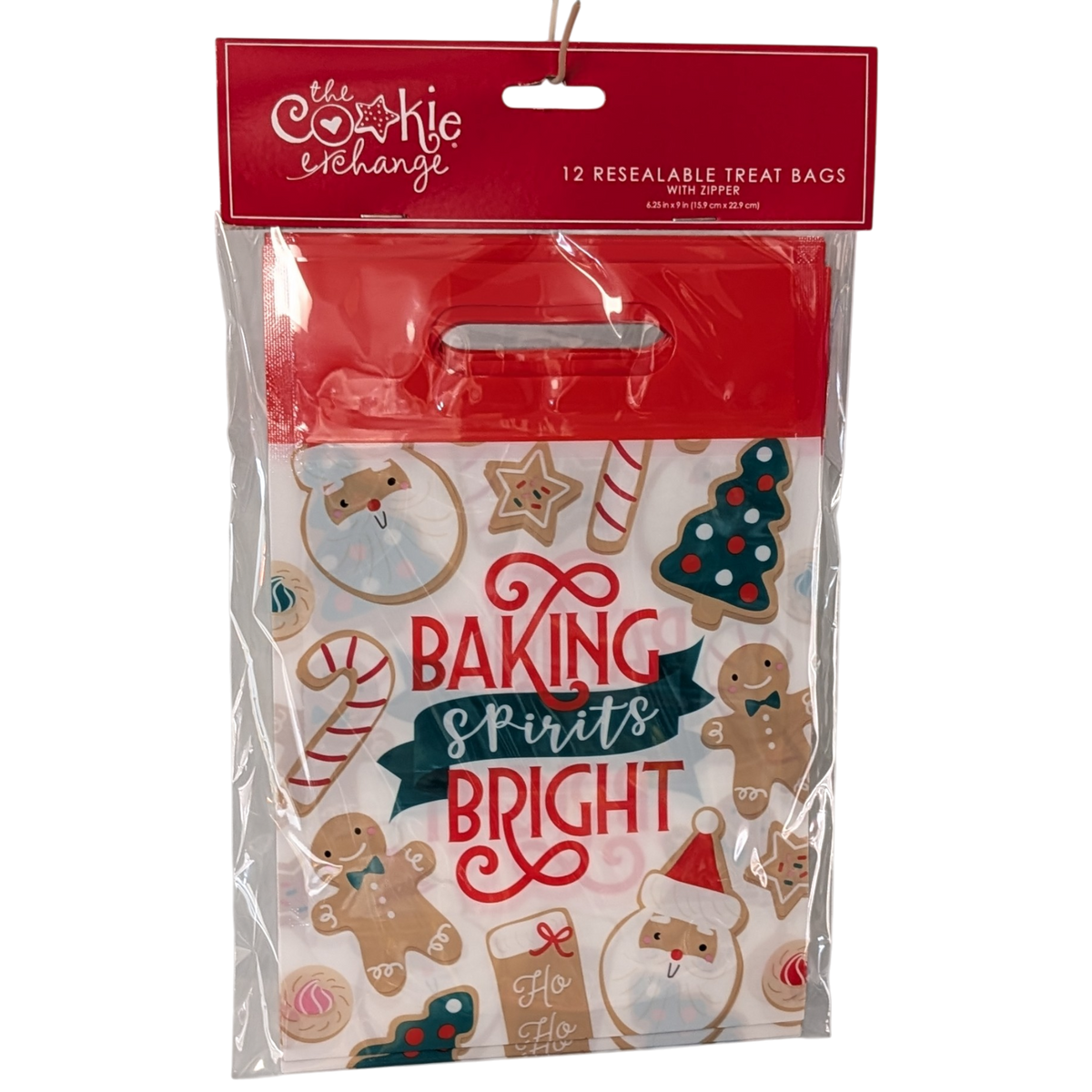Resealable Treat Bags – Spirits Bright Design with Zipper (Set of 12)