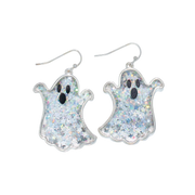Silver Glitter Ghosts Earrings