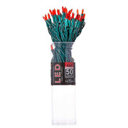 50-Light Miniature Clear Red LED Green Wire Light Set