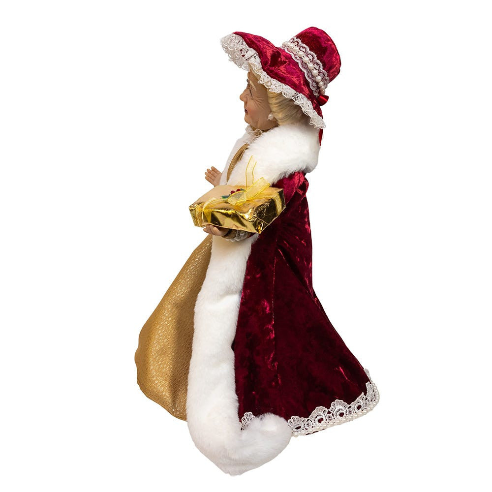 Jacqueline Kent Red and Gold Mrs. Claus Table Piece - 17 Inch