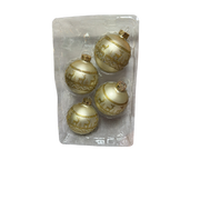Krebs  Glass Ornament 4 pack - Golden Glitter Reindeer Sweater Band