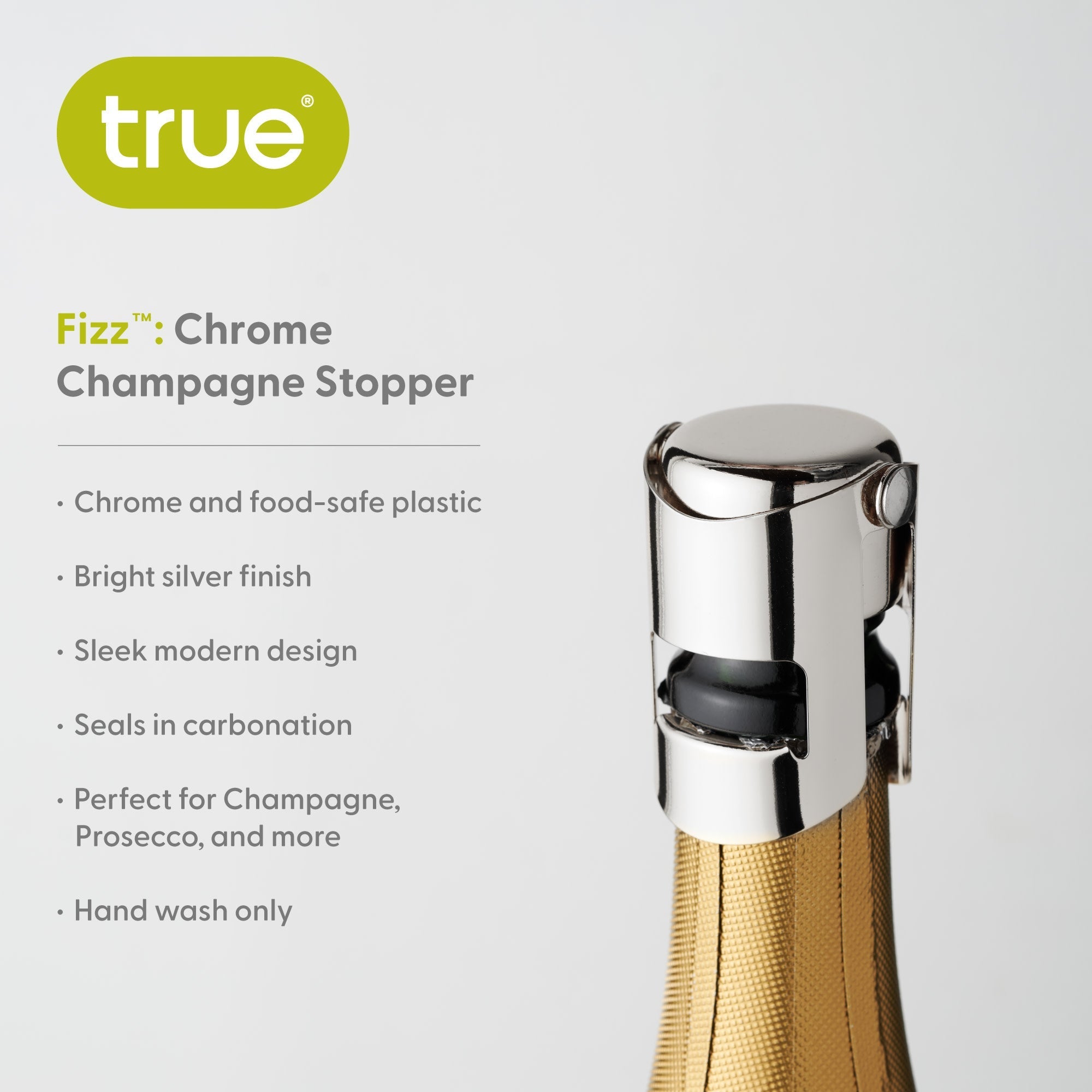 Wine Bottle Champagne Stopper Fizz Chrome by Homeportonline