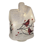 Lighted Glass Cardinal House Luminary
