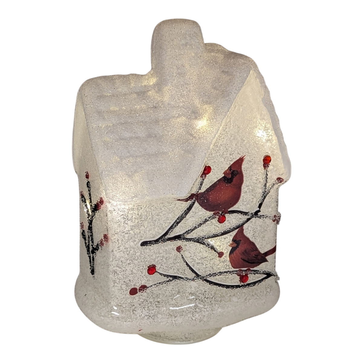 Lighted Glass Cardinal House Luminary