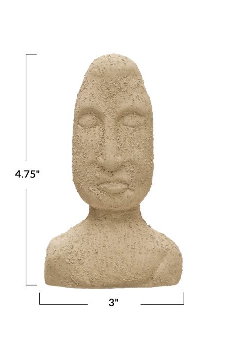Decor Bust Terracotta Sand Finish Cream 4.75" High by Homeportonline