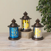 Floral Glass Cylinder Lantern -