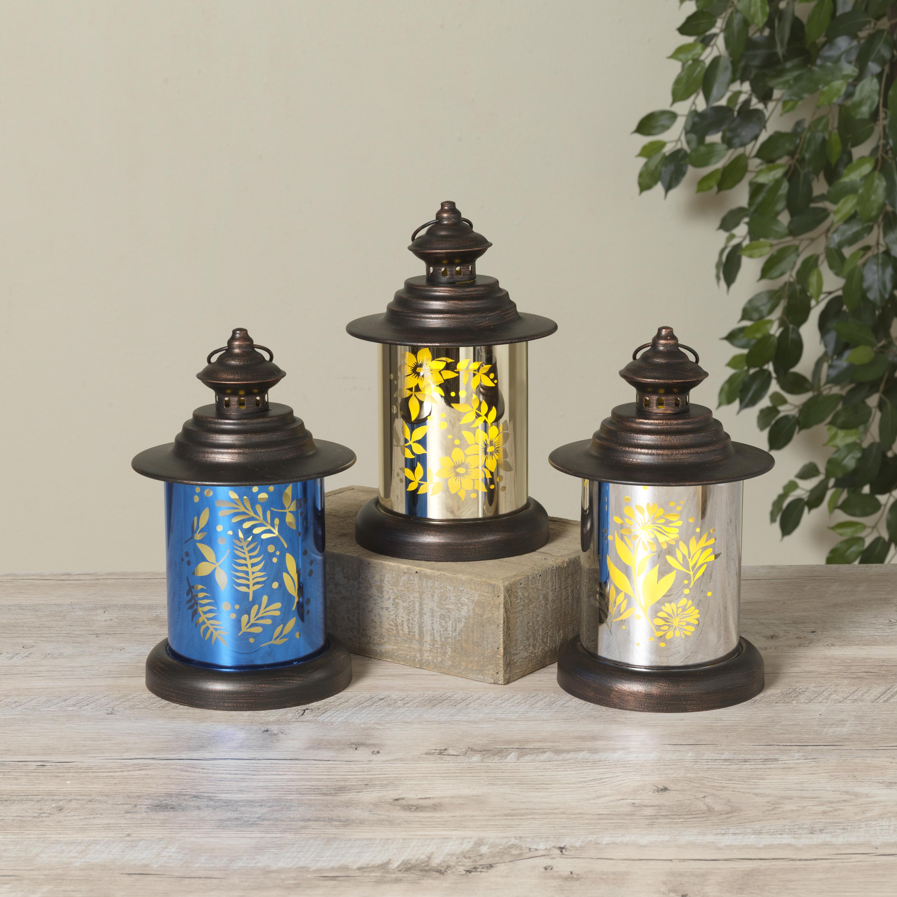 Floral Glass Cylinder Lantern -