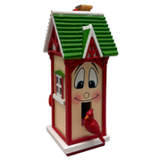 Whimsical Wooden Birdhouse Ornament - White
