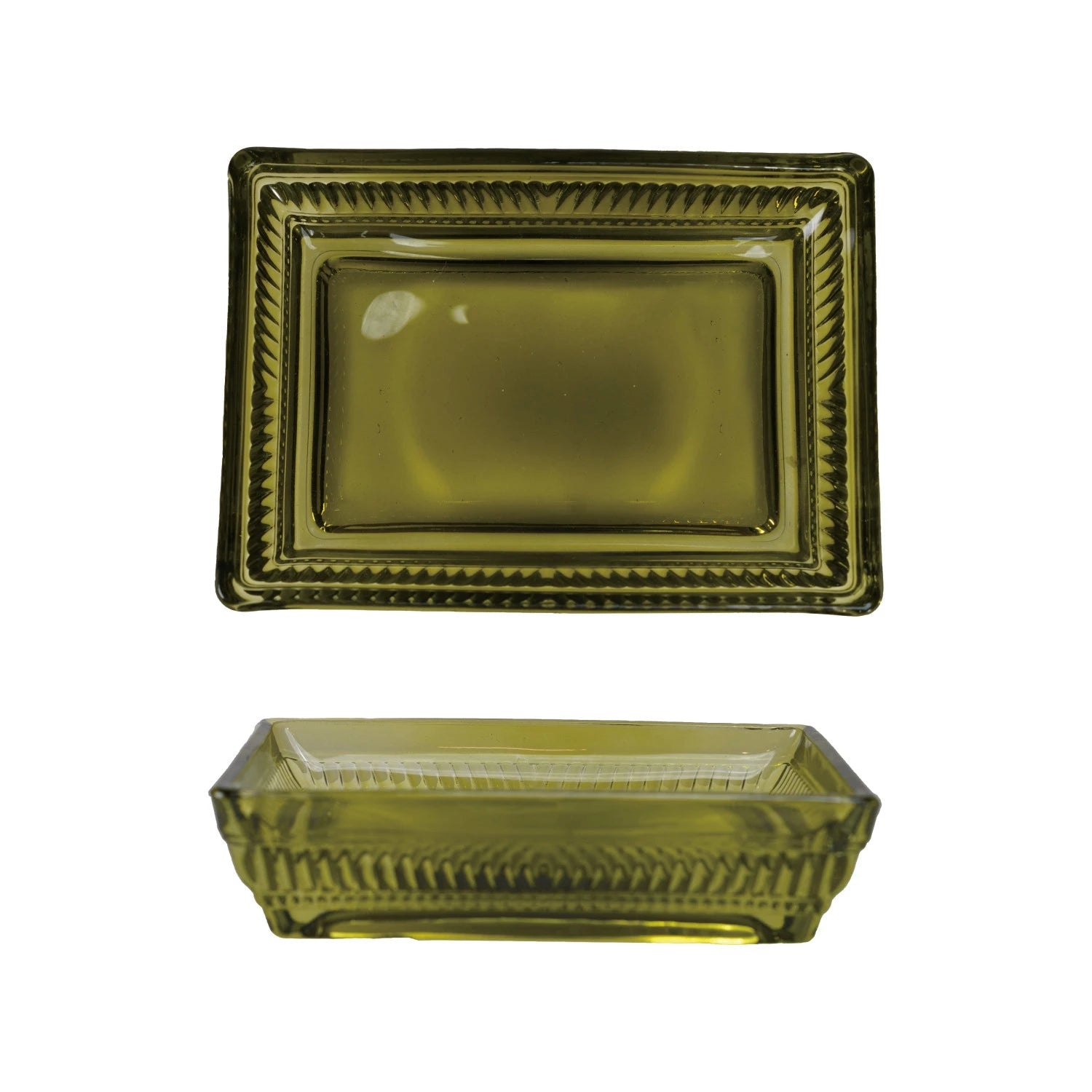 Decorative Glass Dish Rectangle Olive 5.25" x 4" by Homeportonline