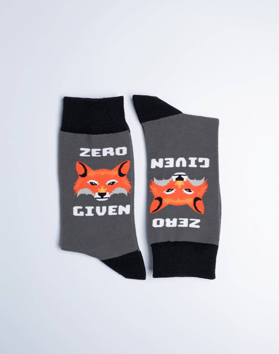 Men's Zero Fox Given Funny Crew Socks by SidePony Boutique
