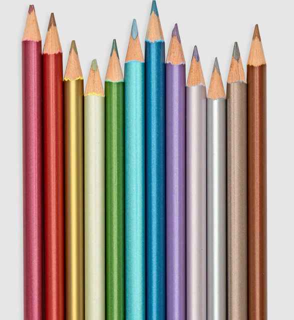 Colored Pencils Modern Metallic Set of 12 by Homeportonline
