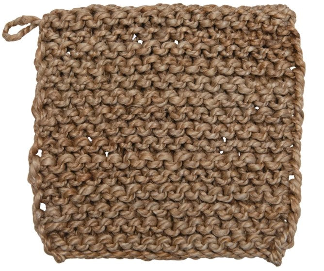Square Jute Crocheted Pot Holder, Natural by Homeportonline