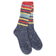 Socks - World's Softest Weekend Ragg Crew Indigo Stripe by Homeportonline