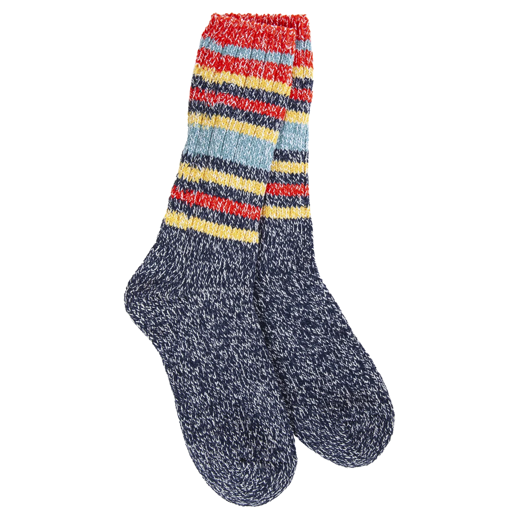 Socks - World's Softest Weekend Ragg Crew Indigo Stripe by Homeportonline