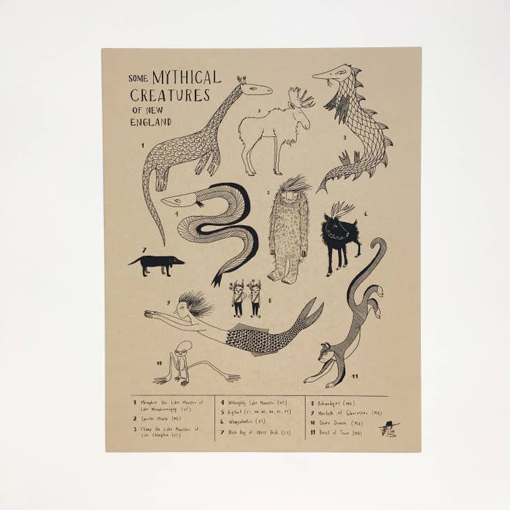Print - Some Mythical Creatures of New England - As Little Cooking As Possible