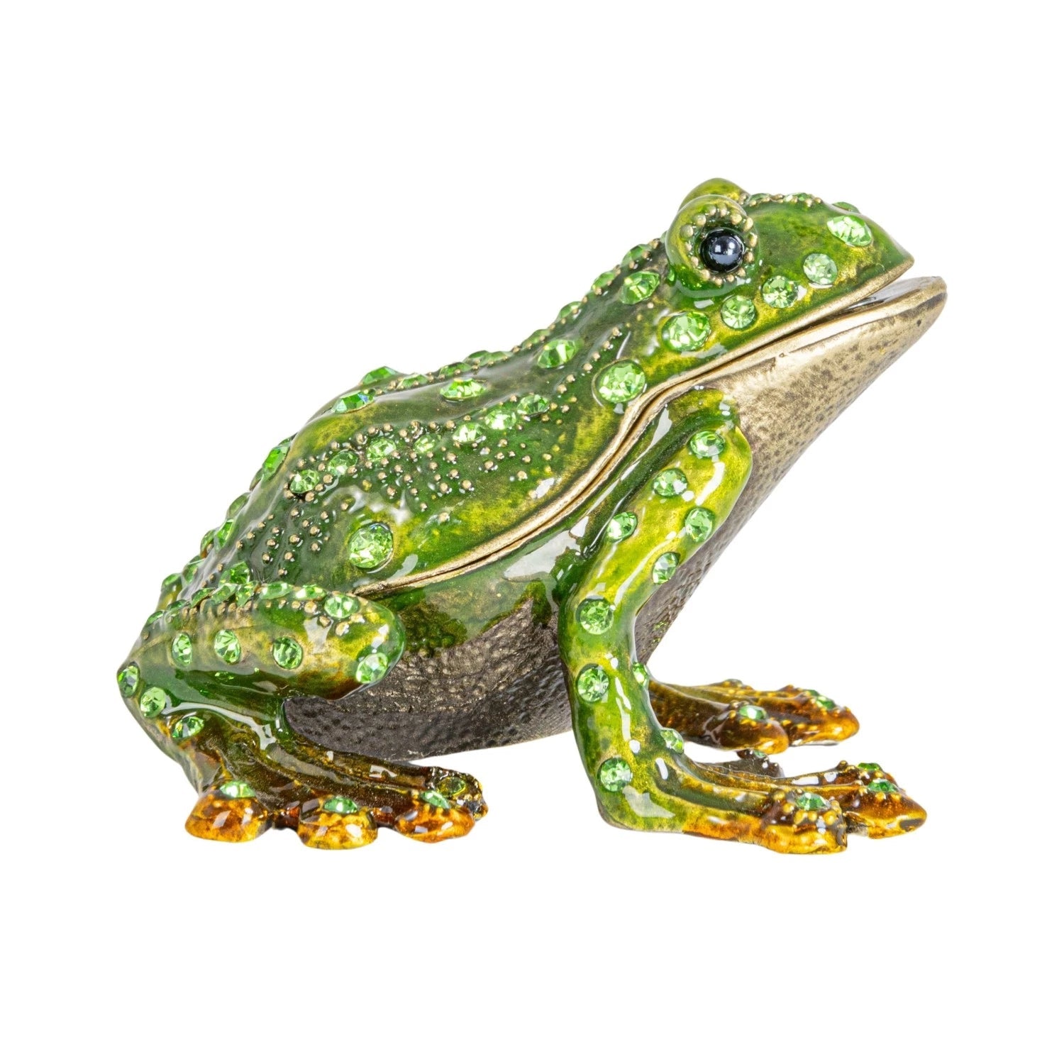 Trinket Box Enameled Metal Frog 3"l x 2.25"h by Homeportonline