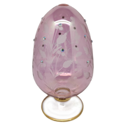 Pink Glass Egg With Floral Design